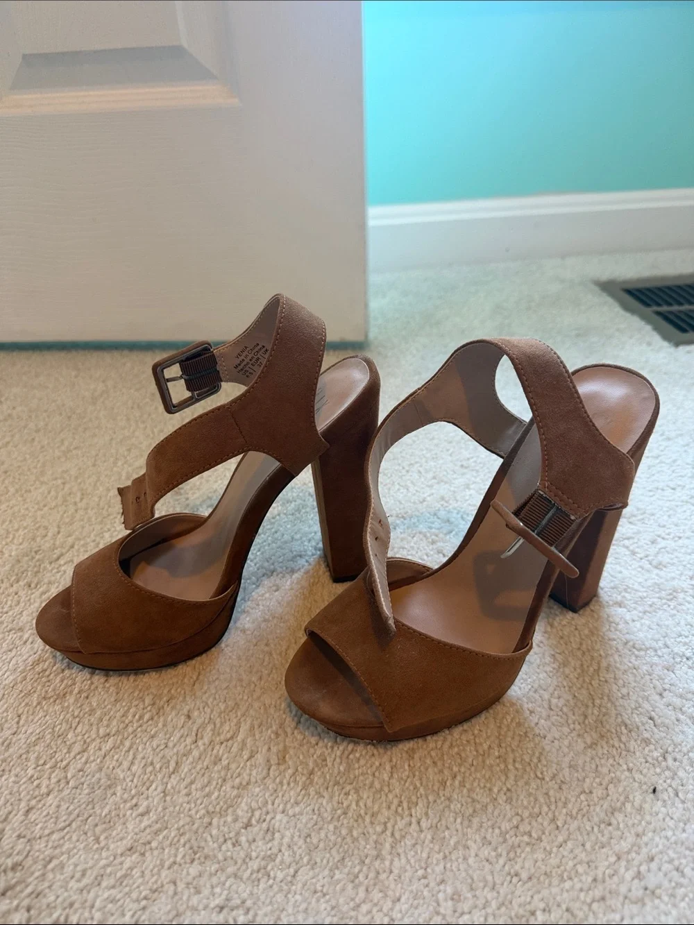 Mix no 6 Women's Brown Suede Platform Block Heel Sandals